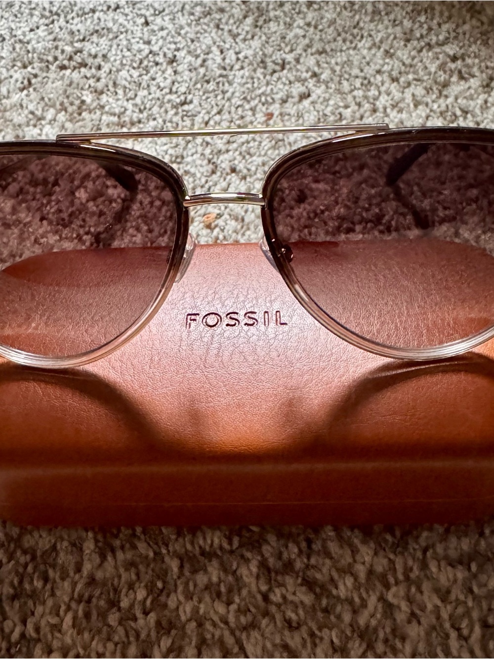 Fossil Women's Gold Frame Sunglasses with Brown Lenses FOS 2147/G/S 4C3HA